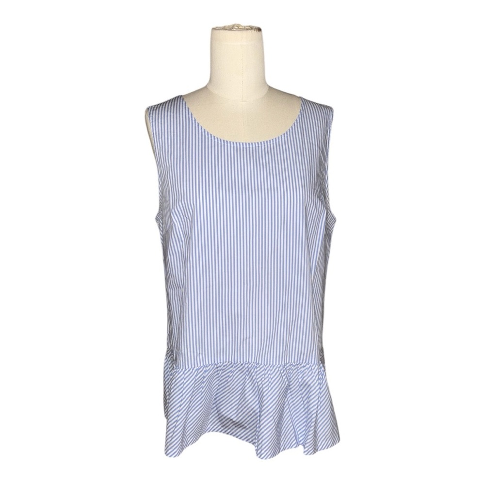 J. Crew Blue & White Striped Bow-back Peplum Tank Top